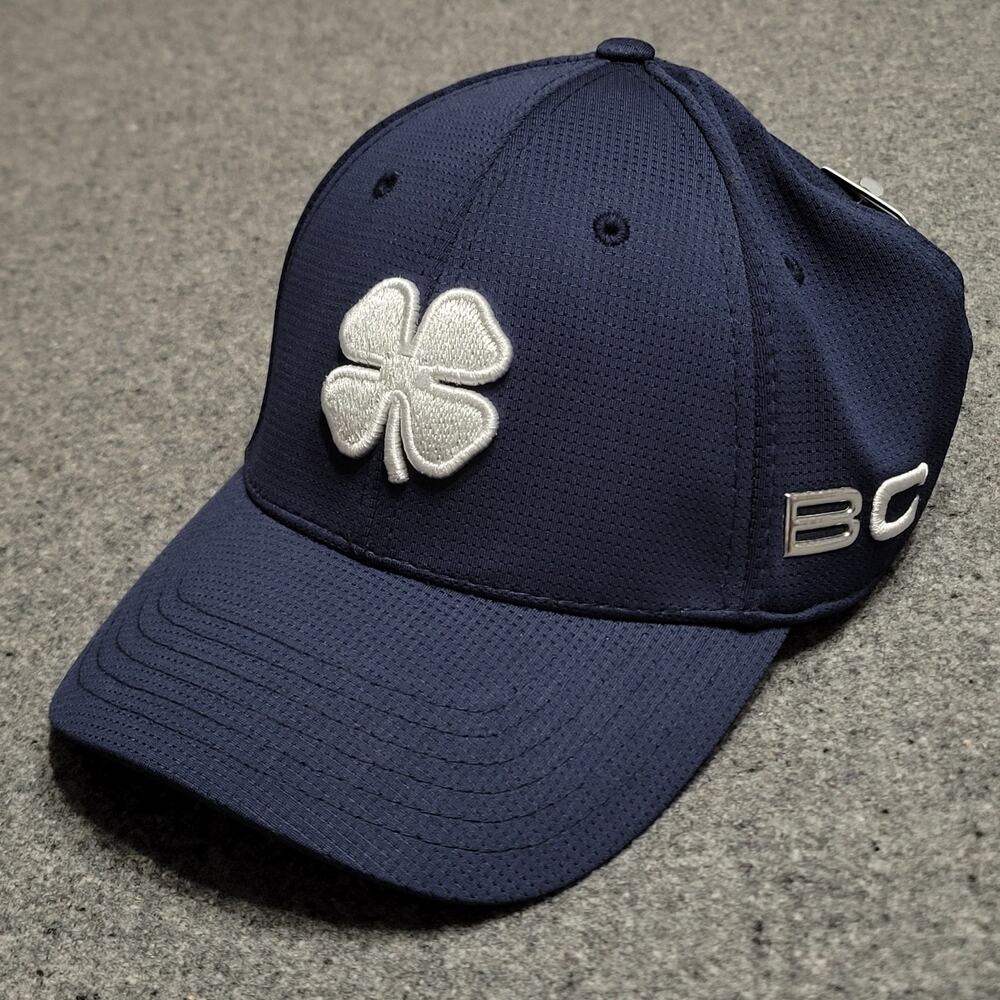 Black Clover Hat Baseball Cap Men Small Medium Navy Memory Fit Golf Performance